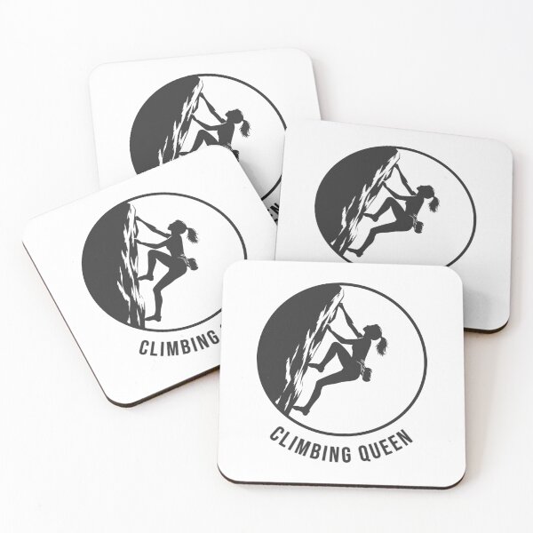 Item preview, Sporty girl bouldering on the rock. Climbing Queen logo. designed and sold by Bouldershop.