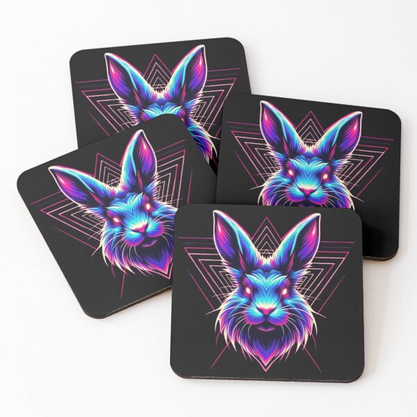 Item preview, Neon Cyber Rabbit – Synthwave Bunny Art designed and sold by Dogandesighn.