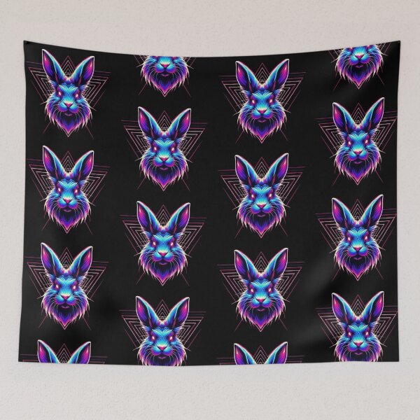 Item preview, Neon Cyber Rabbit – Synthwave Bunny Art designed and sold by Dogandesighn.