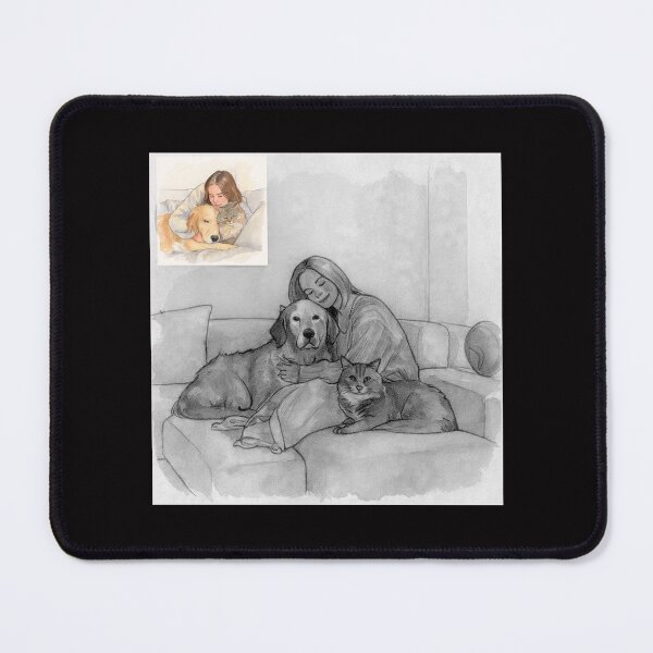 Item preview, Quiet Embrace – Woman, Golden Retriever & Cat in Minimalist Serenity #8 designed and sold by Helios Be. Lavsh.