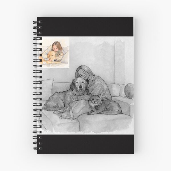 Item preview, Quiet Embrace – Woman, Golden Retriever & Cat in Minimalist Serenity #8 designed and sold by Helios Be. Lavsh.