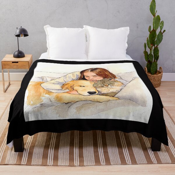 Item preview, Quiet Embrace – Woman, Golden Retriever & Cat in Minimalist Serenity #9 designed and sold by Helios Be. Lavsh.