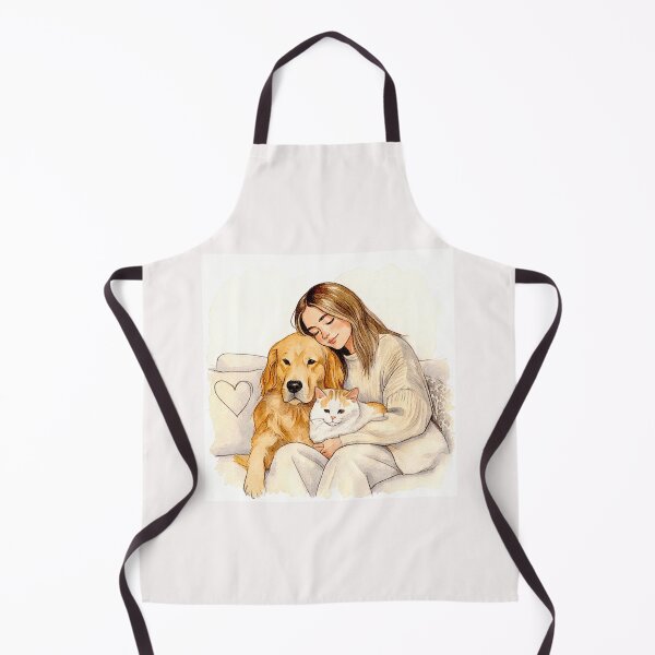 Item preview, Quiet Embrace – Woman, Golden Retriever & Cat in Minimalist Serenity #10 designed and sold by Helios Be. Lavsh.