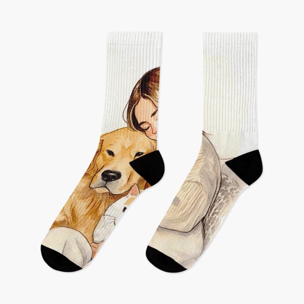 Item preview, Quiet Embrace – Woman, Golden Retriever & Cat in Minimalist Serenity #10 designed and sold by Helios Be. Lavsh.