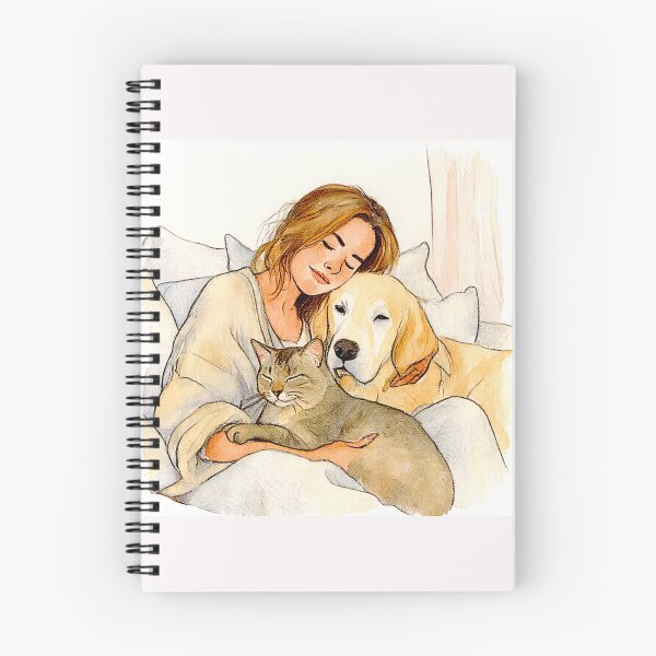 Item preview, Quiet Embrace – Woman, Golden Retriever & Cat in Minimalist Serenity #11 designed and sold by Helios Be. Lavsh.