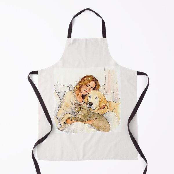 Item preview, Quiet Embrace – Woman, Golden Retriever & Cat in Minimalist Serenity #11 designed and sold by Helios Be. Lavsh.