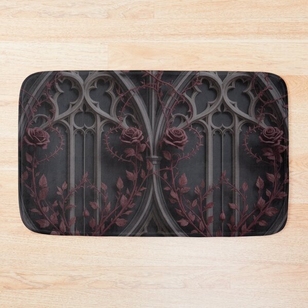 Item preview, Dark Gothic Rose Seamless Pattern | Ornate Arches Burgundy Vines Moody Grey designed and sold by Midnight Veil Designs.