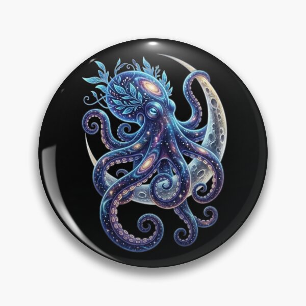 Item preview, Cosmic Galaxy Octopus with Moon and Leaves designed and sold by MoonSoul Studio.
