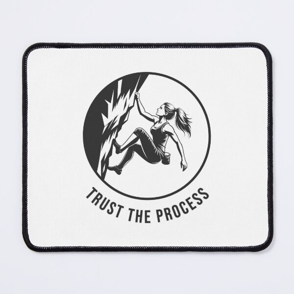 Item preview, Strong woman climbing rock face trusting the process Logo designed and sold by Bouldershop.
