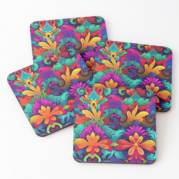 Item preview, Vibrant Psychedelic Floral Pattern | Bold Boho Neon Flowers | Colorful Abstract Botanical Art designed and sold by CraftedHome.