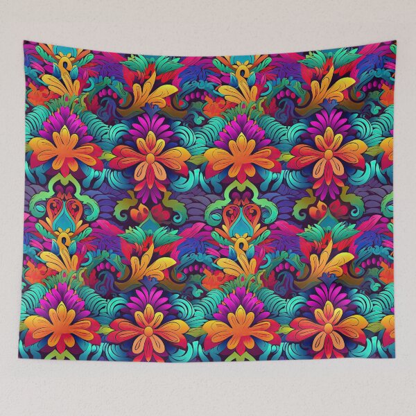 Item preview, Vibrant Psychedelic Floral Pattern | Bold Boho Neon Flowers | Colorful Abstract Botanical Art designed and sold by CraftedHome.