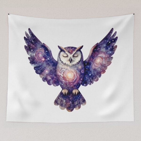 Item preview, Cosmic Owl Galaxy Wings Celestial Art Illustration designed and sold by MoonSoul Studio.