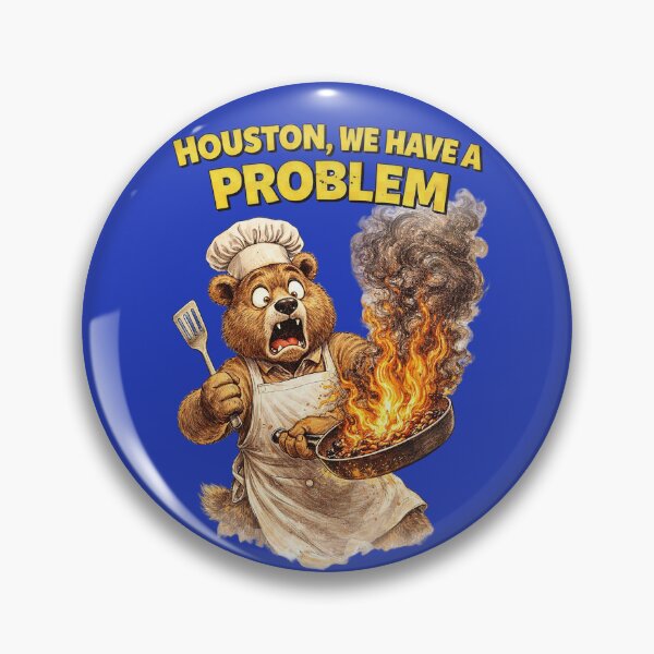 Item preview, Bear Chef Houston We Have a Problem Sticker – Funny Cooking Disaster Animal Art designed and sold by Felixuss.