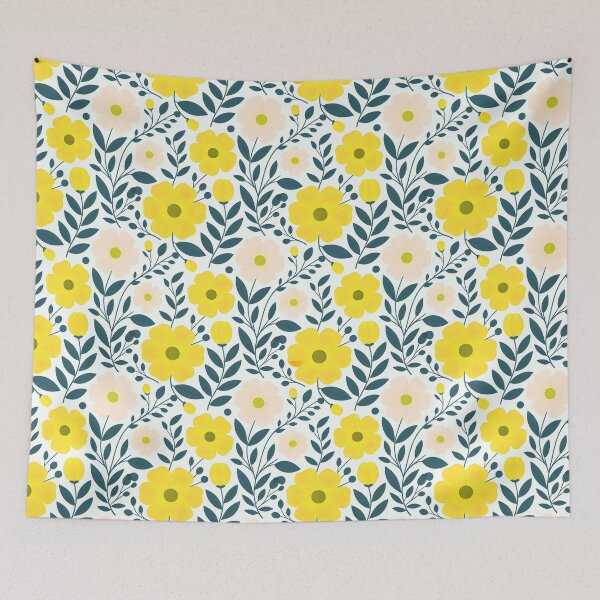 Item preview, Yellow flower design, on a white background, seamless design. designed and sold by LeedsArtStudio.