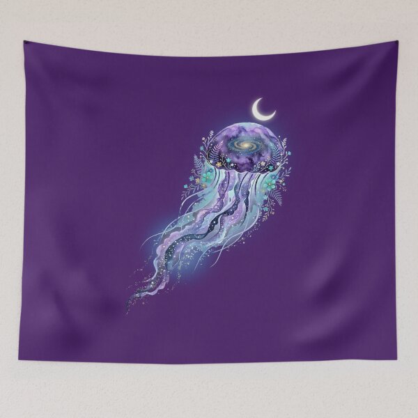 Item preview, Celestial Jellyfish Galaxy Moon – Cosmic Ocean Aesthetic Watercolor Art designed and sold by MoonSoul Studio.