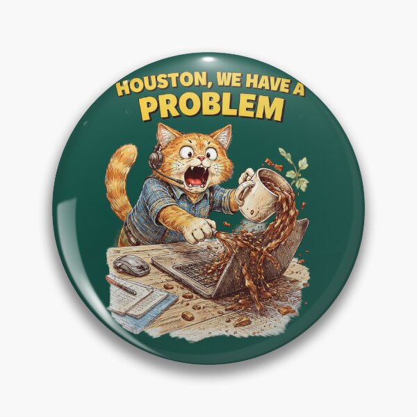 Item preview, Cat Spilling Coffee on Laptop Houston We Have a Problem Sticker – Funny Office Animal Art designed and sold by Felixuss.