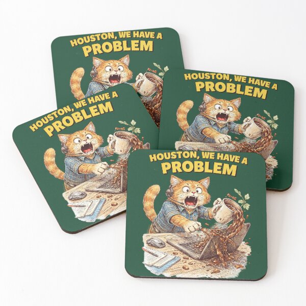 Item preview, Cat Spilling Coffee on Laptop Houston We Have a Problem Sticker – Funny Office Animal Art designed and sold by Felixuss.