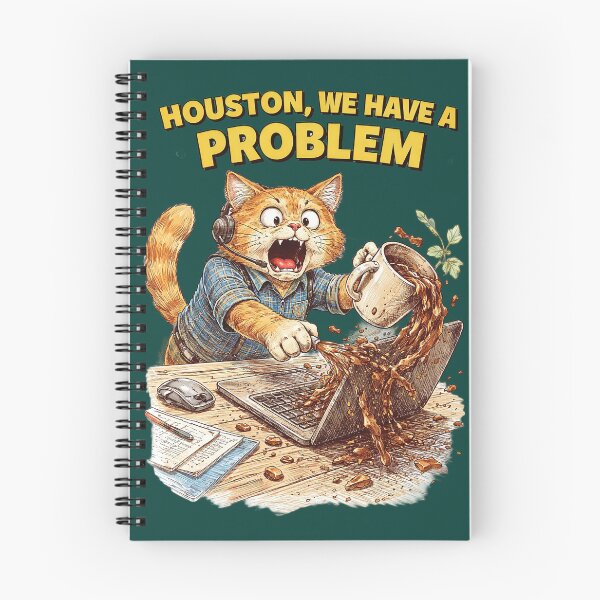 Item preview, Cat Spilling Coffee on Laptop Houston We Have a Problem Sticker – Funny Office Animal Art designed and sold by Felixuss.