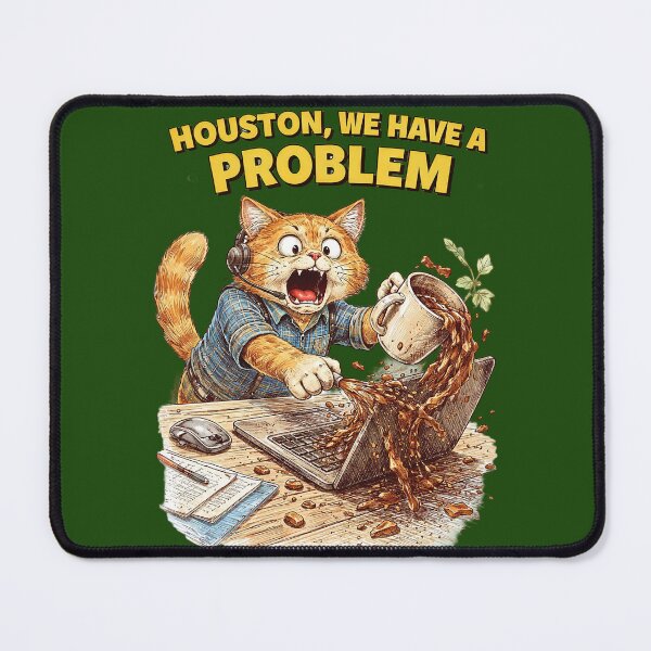 Item preview, Cat Spilling Coffee on Laptop Houston We Have a Problem Sticker – Funny Office Animal Art designed and sold by Felixuss.
