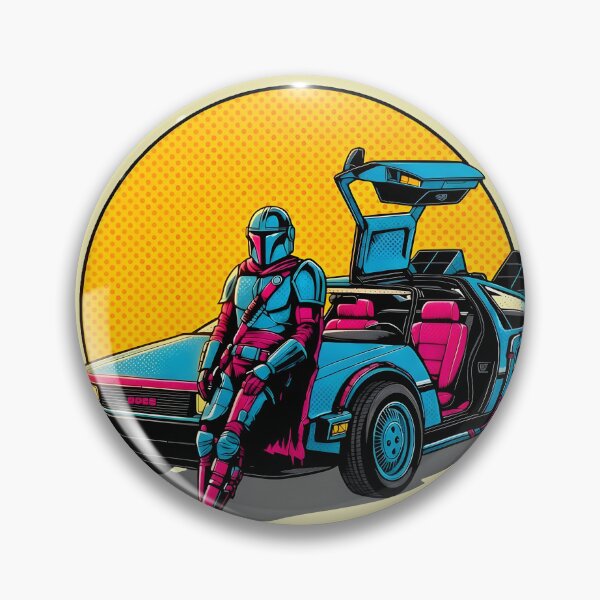 Item preview, Mando's Time Machine Ride - Pop Art DeLorean Crossover Stickers designed and sold by THELOREAN.