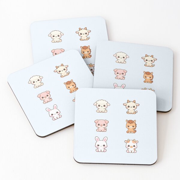 Item preview, Kawaii farm animals sticker sheet, cute chibi friends pack designed and sold by susybetty.