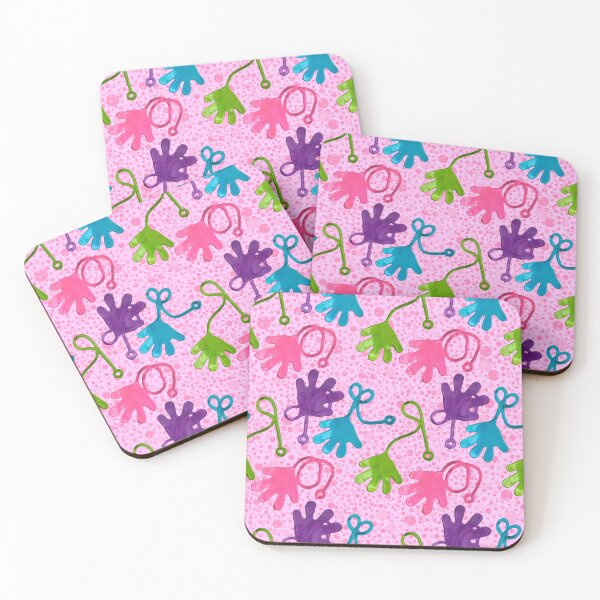 Item preview, Sticky hands on pink bubbly dots seamless pattern designed and sold by Paintbrushbetty.