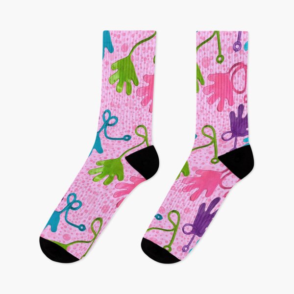 Item preview, Sticky hands on pink bubbly dots seamless pattern designed and sold by Paintbrushbetty.