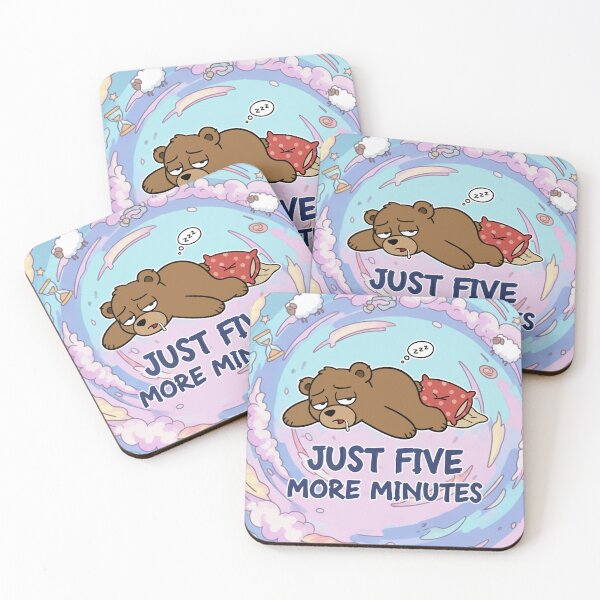 Item preview, Just Five More Minutes Sleepy Bear Cartoon designed and sold by Taridesign.