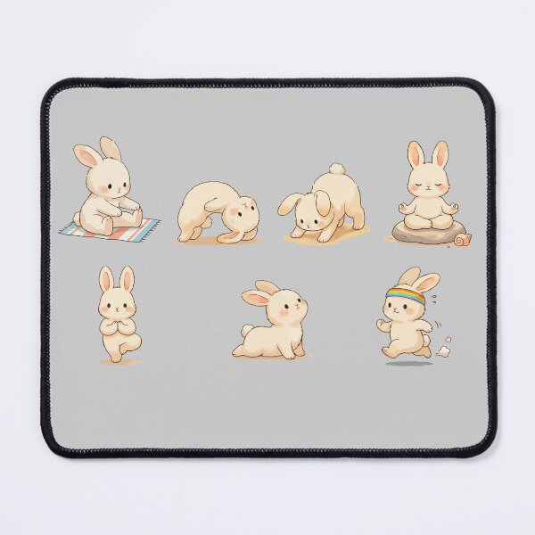 Item preview, Kawaii Bunny Yoga Poses Sticker Sheet - Adorable Mindfulness Rabbit Art Pack designed and sold by Tiny-roar-studio.
