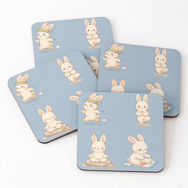 Item preview, Kawaii Bunny Yoga Poses Sticker Sheet - Adorable Mindfulness Rabbit Art Pack designed and sold by Tiny-roar-studio.