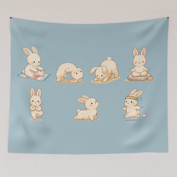 Item preview, Kawaii Bunny Yoga Poses Sticker Sheet - Adorable Mindfulness Rabbit Art Pack designed and sold by Tiny-roar-studio.