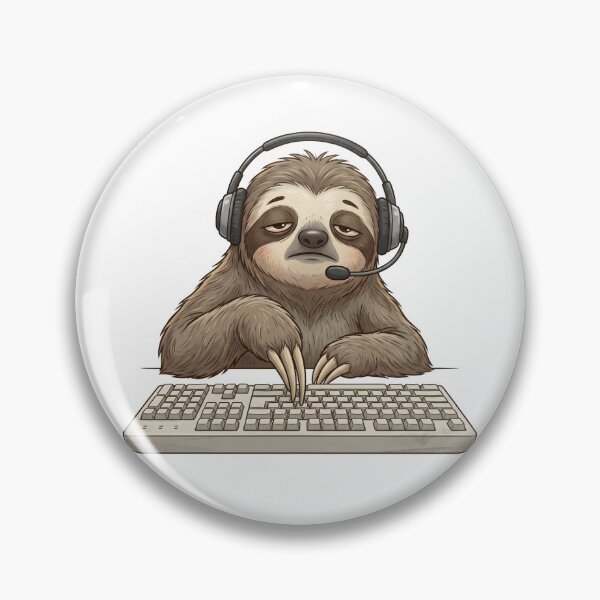 Item preview, Relatable Tired Sloth Gamer with Headset and Keyboard designed and sold by Kvarny.