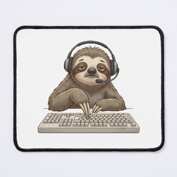 Item preview, Relatable Tired Sloth Gamer with Headset and Keyboard designed and sold by Kvarny.