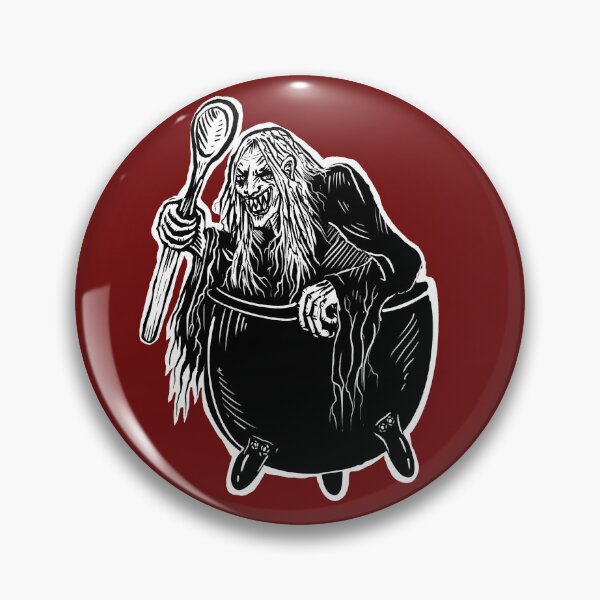 Item preview, Baba Yaga woodcut design for dark colour background designed and sold by Magpye.