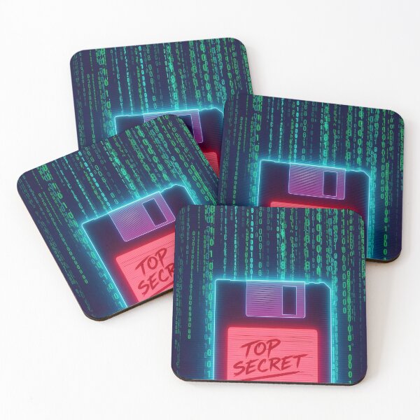 Item preview, Neon Top Secret Floppy Disk - Matrix Code Cyberpunk Art designed and sold by powersunlight.