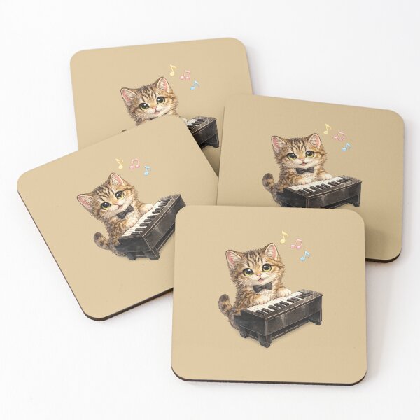 Item preview, cat playing piano designed and sold by PasoaPaso2025.