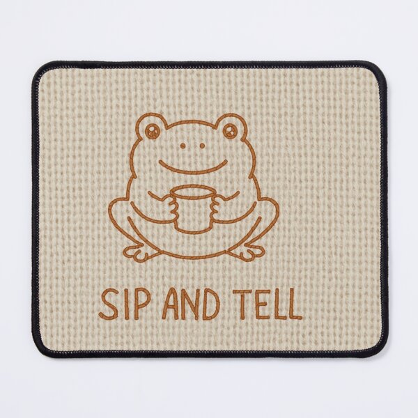 Item preview, Cute Frog “Sip and Tell” Embroidery Style – Cozy Tea Meme Aesthetic designed and sold by HOODYBUDSTYLES.