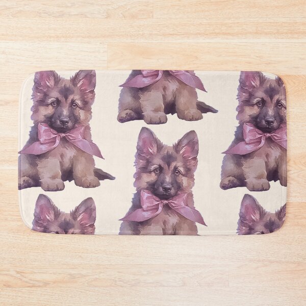 Item preview, Coquette German Shepherd Puppy with Pink Bow | Watercolor Dog designed and sold by Tokraz-art.