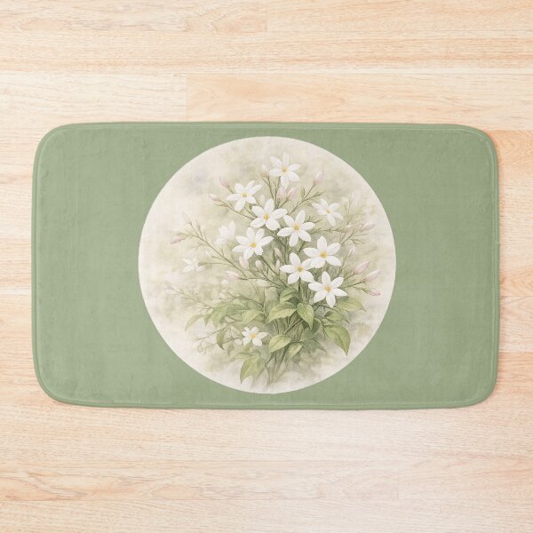 Item preview, Jasmine Grace – Fragrant Star Botanical Circle Design designed and sold by TheJoyfulPen.