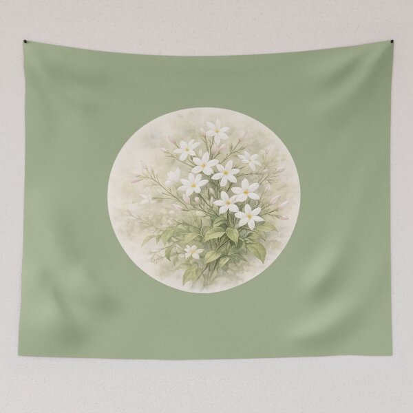 Item preview, Jasmine Grace – Fragrant Star Botanical Circle Design designed and sold by TheJoyfulPen.