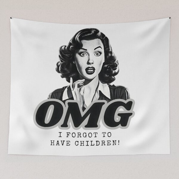 Item preview, Vintage Shocked Woman OMG I Forgot To Have Children Illustration designed and sold by HeldInSilence.