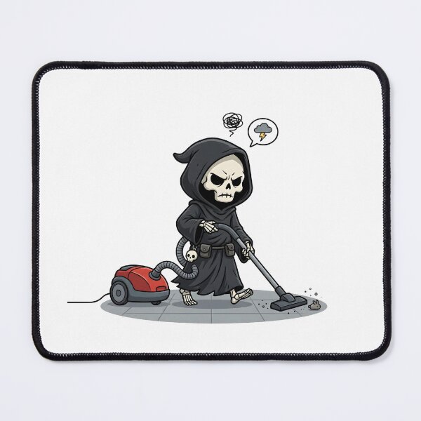 Item preview, Relatable Grumpy Grim Reaper Vacuuming Daily Chores designed and sold by Kvarny.