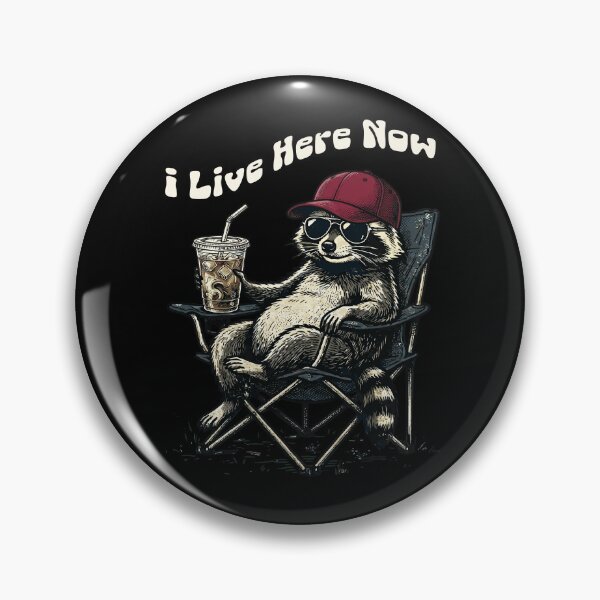 Item preview, I Live Here Now Baseball Raccoon Funny Iced Coffee Meme designed and sold by UniTeeCo.