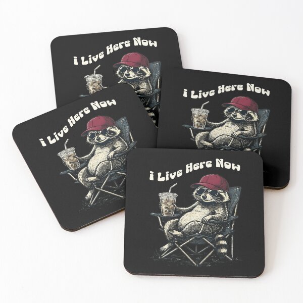 Item preview, I Live Here Now Baseball Raccoon Funny Iced Coffee Meme designed and sold by UniTeeCo.