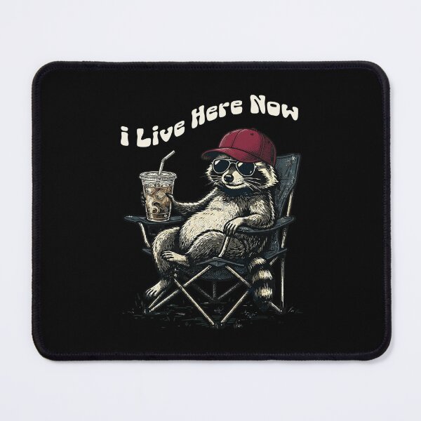 Item preview, I Live Here Now Baseball Raccoon Funny Iced Coffee Meme designed and sold by UniTeeCo.