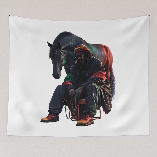 Item preview, Juneteenth Freedom Art, Afro Vibes Rasta Style, Black Horse Powerful Illustration, Freedom in Motion Design designed and sold by ArtSpark Studio.