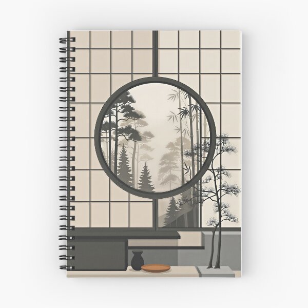Item preview, Japandi Moon Window View Zen Forest Minimalist Art designed and sold by A1DesignMinimal.