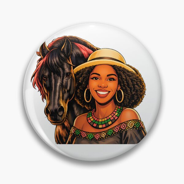 Item preview, Afro Woman and Black Horse Art, African Pride Illustration, Afrocentric Beauty, Cultural Heritage Design designed and sold by ArtSpark Studio.