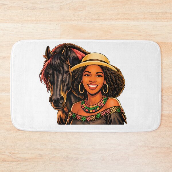 Item preview, Afro Woman and Black Horse Art, African Pride Illustration, Afrocentric Beauty, Cultural Heritage Design designed and sold by ArtSpark Studio.