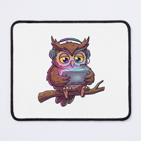 Item preview, Night Owl Gamer with Neon Headset and Handheld Console designed and sold by Kvarny.